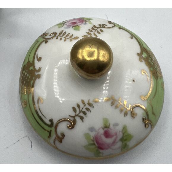 Teapot Nippon Square Plate Gold Trim Handles Rose Design Porcelain Hand Painted - Picture 8 of 12